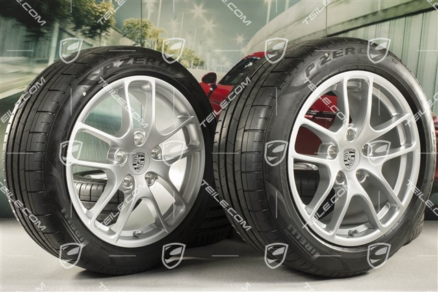 18" Cayman III Sommerräder Satz, Felgen 8J x 18 ET57 + 9,5J x 18 ET49, Pirelli P Zero Sommerreifen 235/45 R18 + 265/45 R18