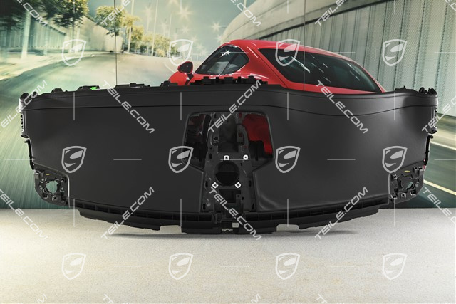 Switch panel trim / dashboard, without head-up display, leather in black, leather damaged