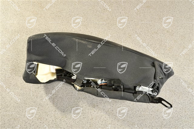 Rear backrest side part, with airbag,  leather, black, L