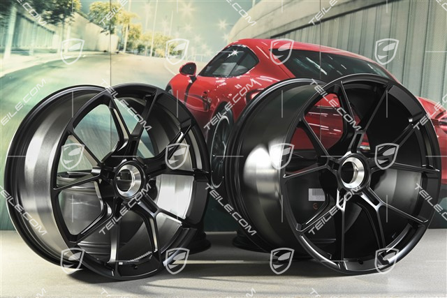 20"+21" GT3 / GT3RS, komplet felg, felgi z centralnym mocowaniem 9J x 20 ET43 + 11,5J x 21 ET46, odpowiednie do użytku zimowego, czarne satynowo-matowe