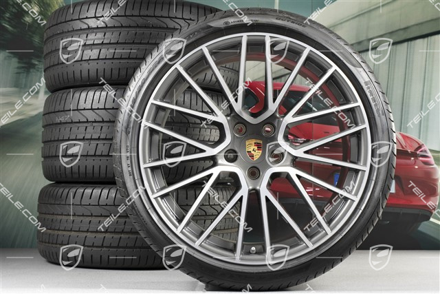 22" koła letnie Cayenne Coupé RS Spyder, komplet, felgi 10J x 22 ET48 + 11,5J x 22 ET52 + NOWE opony letnie Pirelli P Zero 285/35 R22 + 315/30 R22, z czujnikami ciśnienia
