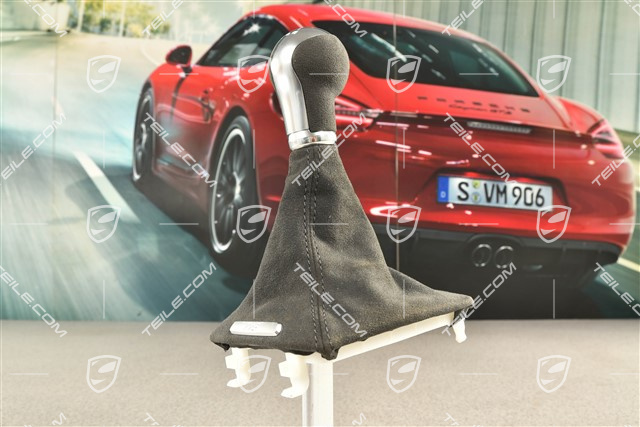 Schaltknauf / Schaltknopf mit Schaltmanschette, Alcantara, Schwarz, Schaltgetriebe