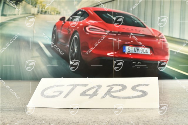 Emblem Logo sticker "GT4 RS", rear lid, black matte