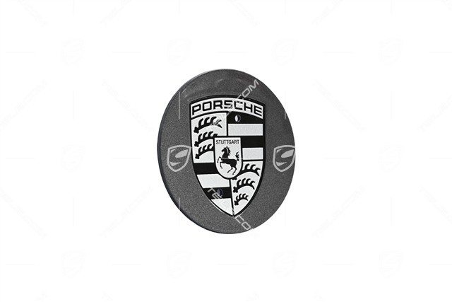 Hub cap set, concave, crest black / silver, Titanium