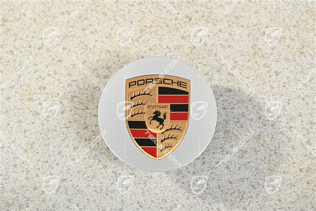 Radzierdeckel, konkav, farbiges Wappen, brilliantsilber