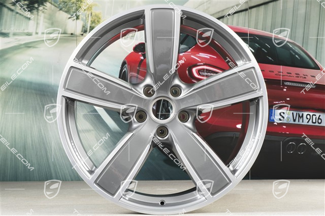 22" Komplet felg Cayenne Sport Classic, 10J x 22 ET48 + 11,5J x 22 ET61, platynowy srebrny