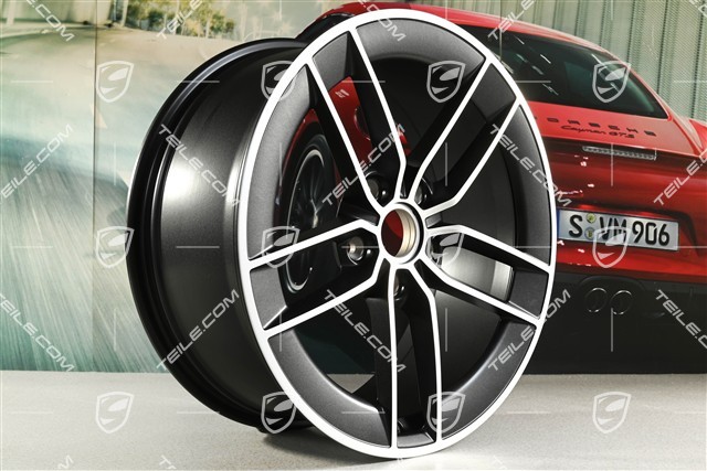 20"+21" Carrera Exclusive Design wheel rim set, rims 8.5J x 20 ET50 + 11.5J x 21 ET79, black satin matt