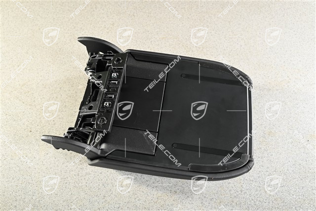 Armlehne, Glattleder, Schwarz mit geprägtem Porsche Wappen