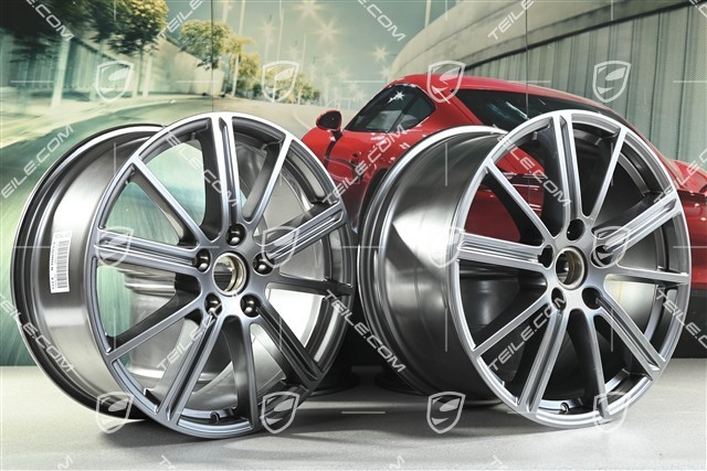 20" wheel rim set Panamera Turbo, 9.5J x 20 ET71 + 10.5J x 20 ET71, Adamantium