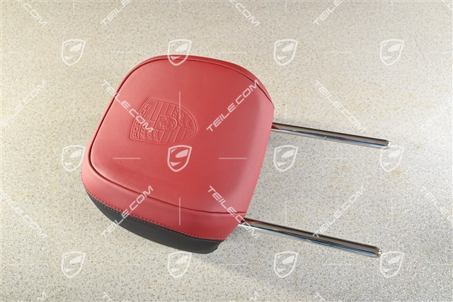 Kopfstütze mit Wappen, Schwarz / Bordeauxrot, L=R