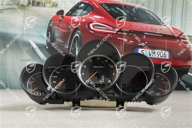 Kombiinstrument / Tacho, Zifferblätter Schwarz / Silber, km/h, Turbo