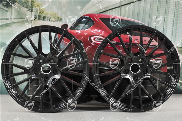 21-inch wheel rim set Cayenne RS Spyder, 11J x 21 ET49 + 9,5J x 21 ET46, for Cayenne Coupé, black satin matt