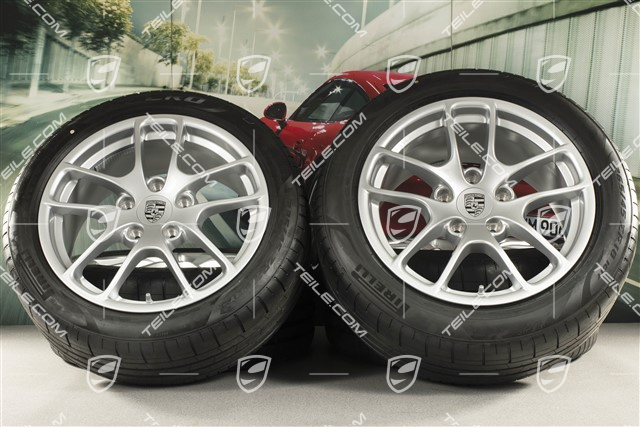 18" Cayman III Sommerräder Satz, Felgen 8J x 18 ET57 + 9,5J x 18 ET49, Pirelli P Zero Sommerreifen 235/45 R18 + 265/45 R18