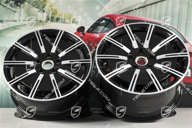 20-inch Sport Aero wheel rim set, 9J x 20 ET54 + 11J x 20 ET60, black high gloss + glossy Surface