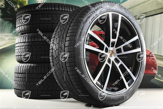 22" Koła zimowe, komplet, Sport Design, felgi 10J x 22 ET48 +11,5J x 22 ET52 + opony zimowe Continental 285/40 R22 + 315/35 R22, czarny wysoki połysk
