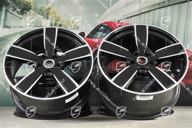 22" Komplet felg Cayenne Sport Classic, 10J x 22 ET48 + 11,5J x 22 ET61, czarny perłowy metalik / Jet Black Metallic