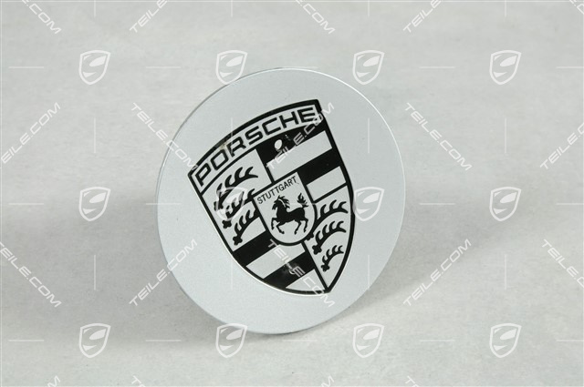 Center cap, concave, brilliant silver, black crest Center cap, concave, brilliant silver, black crest