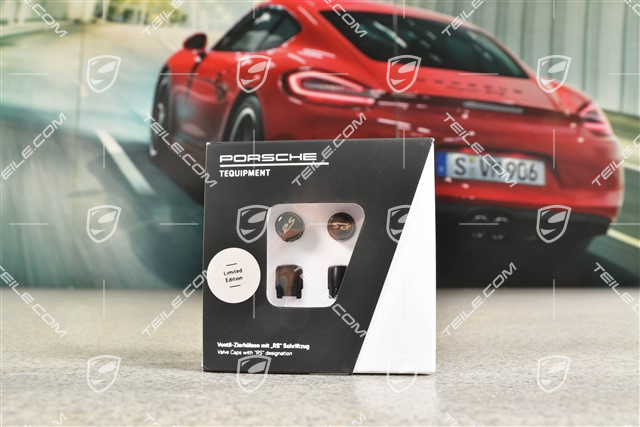 Nakrętki wentylków, czarne, napis "RS" w kolorze srebrnym, komplet do czujników ciśnienia