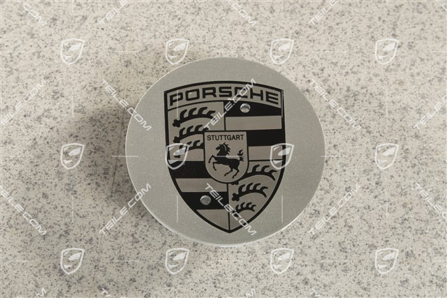 Radzierdeckel, konkav, Wappen schwarz, Aluminium poliiert