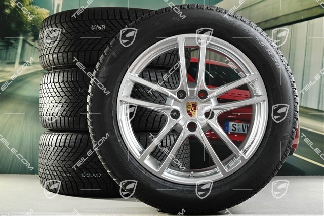 20" Cayenne Sport Winterräder Satz, Felgen 9J x 20 ET50 + 10,5J x 20 ET64 + NEUE Pirelli Winterreifen 255/55 R20 + 295/45 R20, mit RDK-Sensoren