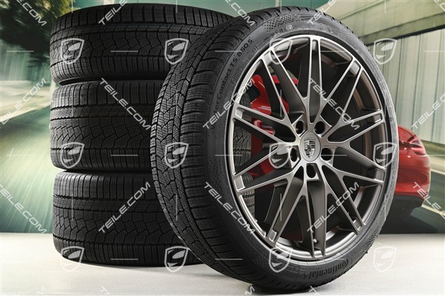 22-inch Macan RS Spyder Design winter wheel set, rims 9J x 22 ET29 + 11J x 22 ET47 + Continental winter tyres 255/40 R22 + 295/35 R22, Turbonit