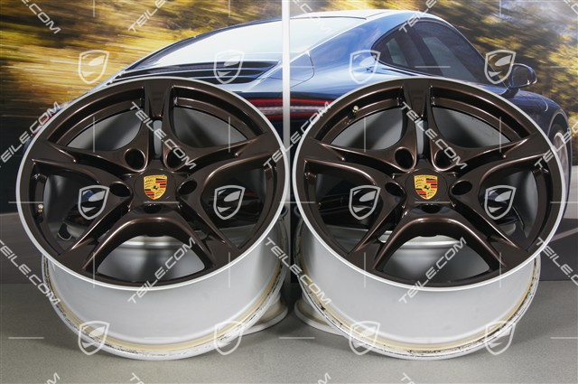 18" Cayman S II Felgensatz (Facelift), Macadamia Metallic, 8 J x 18 ET 57 + 9 J x 18 ET 43