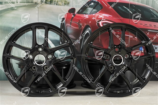 17-inch Cayman wheel set, front 6,5J x 17 ET55 + rear 8J x 17 ET40, black high gloss