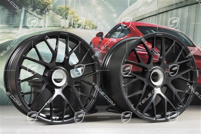 20-inch Wheels set Turbo S, central locking, 8,5J x 20 ET51 + 11J x 20 ET59, black satin mat