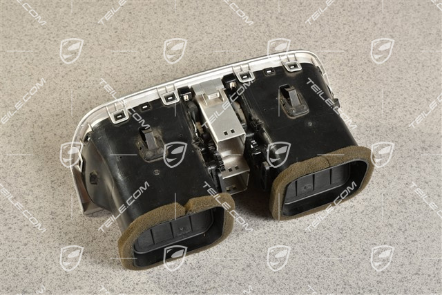 Dashboard centre vent / nozzle / defroster trim, Leather, Stone Grey