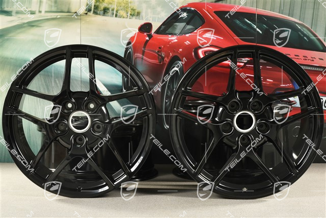 19" Komplet felg Carrera S II (Facelift), 8J x 19 ET57 + 11J x 19 ET51, czarne
