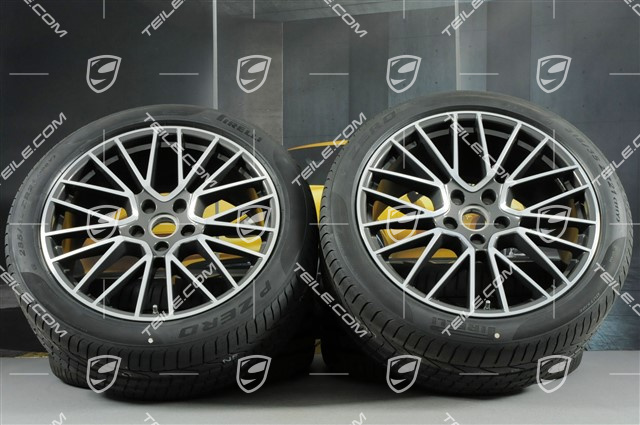 21-inch Cayenne RS Spyder summer wheel set, rims 9,5J x 21 ET46 + 11,0J x 21 ET58 + Pirelli P Zero summer tyres 285/40 R21 + 315/35 R21, with TPMS