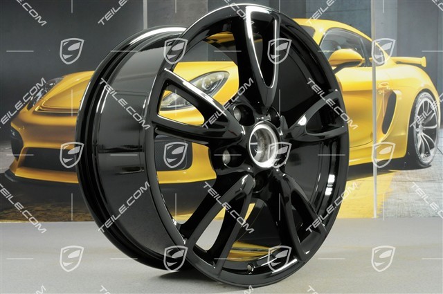18-inch Carrera IV wheel set, 8J x 18 ET57 + 11J x 18 ET51, C4 / C4S, black high gloss