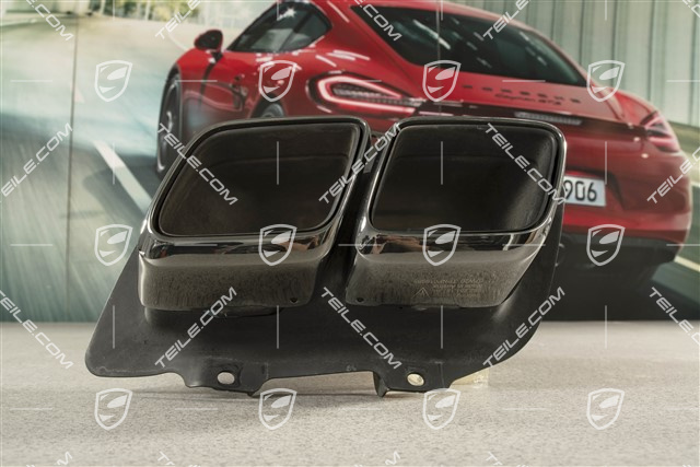 Turbo S, Exhaust system tail pipe, 4-pipe look, Black chrome, L