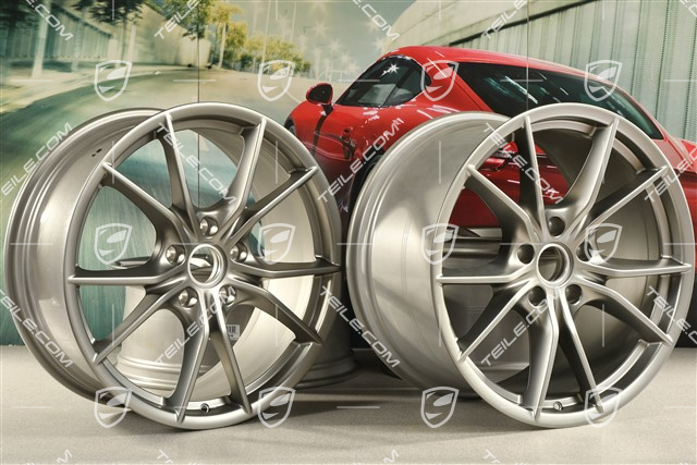 20-inch wheel rim set Carrera S IV, 8,5J x 20 ET49 + 11J x 20 ET56, for winter wheels, C4/C4S/GTS, Platinum satin-mat