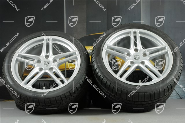 19" Winterräder Satz "Carrera", Felgen 8,5J x 19 ET50 + 11J x 19 ET77 + NEUE Pirelli Sottozero II Winterreifen 235/40 R19 + 295/35 R19
