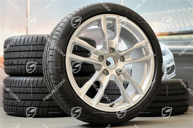 19-inch Boxster S summer wheel set, 8J x 19 ET57 + 9,5J x 19 ET45 + NEW Pirelli summer tyres 235/40 ZR19 + 265/40 ZR19, with TPM