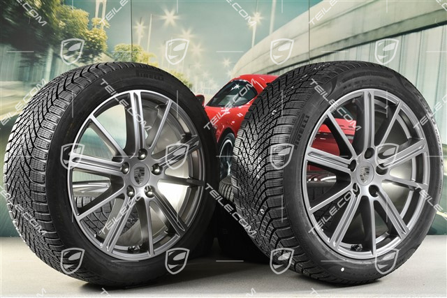 20-inch Panamera Turbo Winter wheel set, wheel rims 9,5J x 20 ET71 + 10,5J x 20 ET71 + Pirelli winter tyres 275/40 R20 + 315/35 R20, Adamantium