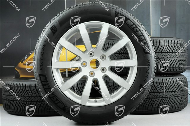 19" koła zimowe Cayenne S, komplet, felgi 8,5J x 19 ET47 + 9,5J x 19 ET54 + opony zimowe Michelin 255/55 R19 + 275/50 R19, z czujnikami ciśnienia