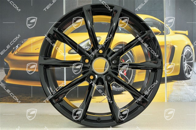 19" Boxster S Felgensatz, 8J x 19 ET57 + 10J x 19 ET45, in Schwarz Hochglanz