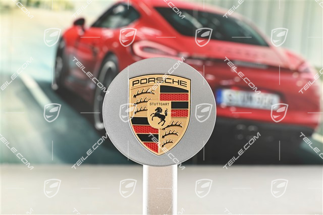 Radzierdeckel, konkav, Wappen farbig, platinsilber