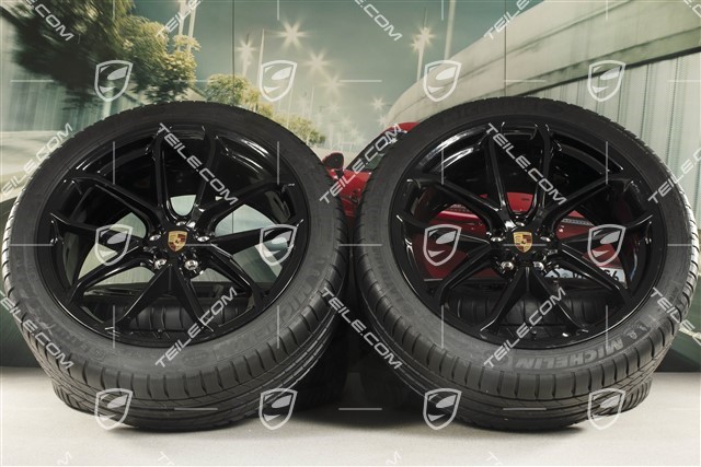 21" GT Design summer wheel set, wheel rims 9,5J x 21 ET27 + 10J x 21 ET19 + NEW Michelin summer tyres 265/40 R21 + 295/35 R21, black high gloss, with TPM