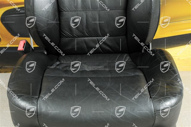 Sitz, el einstellbar, Leder, Schwarz, Raffleder, Porsche Wappen, L