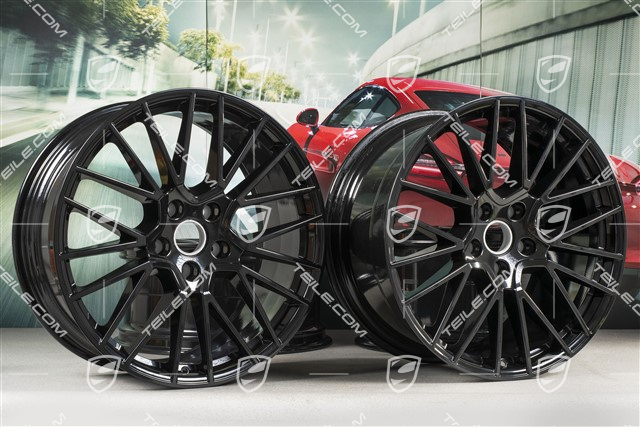 21-inch wheel rim set Cayenne RS Spyder, 11J x 21 ET58 + 9,5J x 21 ET46, black high gloss