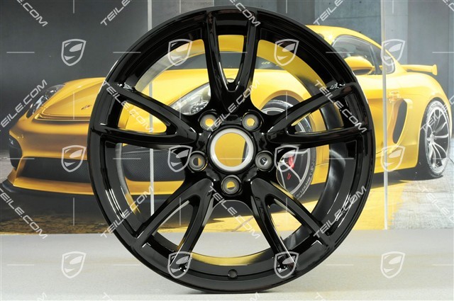 18-inch Carrera IV wheel set, 8J x 18 ET57 + 11J x 18 ET51, C4 / C4S, black high gloss