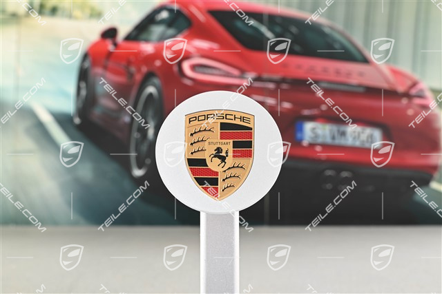 Radzierdeckel, konkav, farbiges Wappen, brilliantsilber