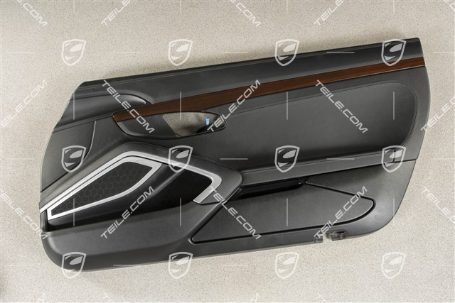 Türverkleidung, Leder, Schwarz, Zierleiste Mahagoni, R