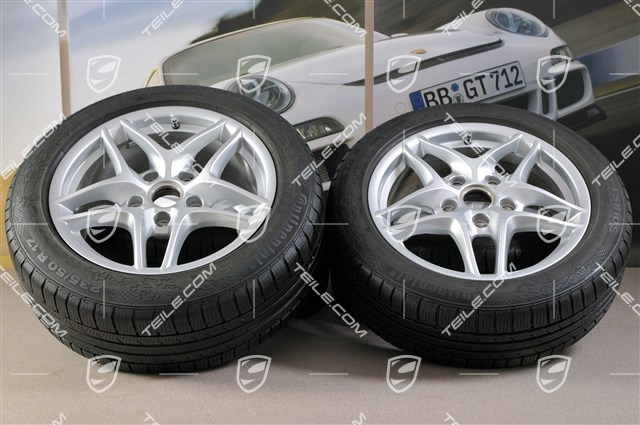 17" Komplet kół zimowych Boxster III, przednie felgi 7J x 17 ET55 + tylne 8,5J x 17 ET40 + opony 205/55 R17 + 235/50 ZR17, bez czujników RDK