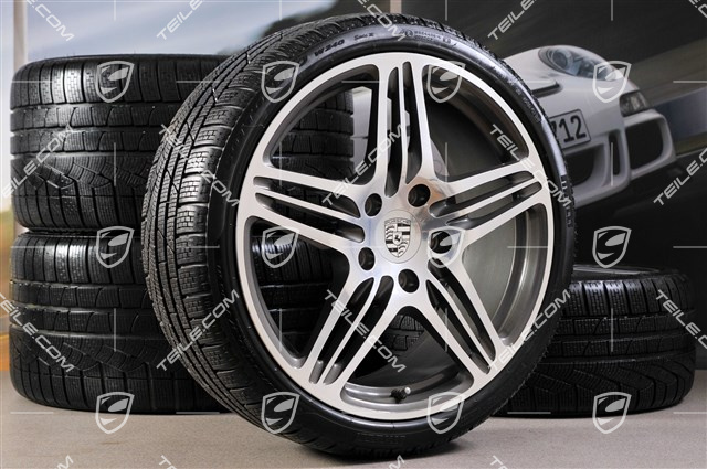 19" Winterräder Satz Turbo (4 Felgen + 4 Reifen), 8,5J x 19 ET56 + 11J x 19 ET51 + NEUE Winterreifen 235/35R19 + 295/30R19, mit RDK Sensoren