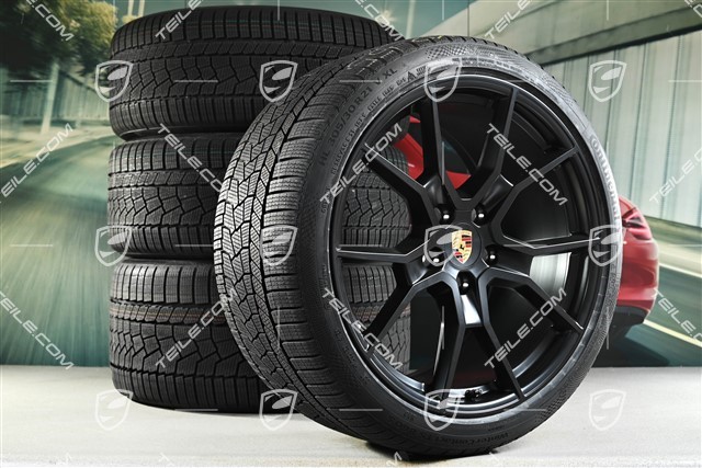 21" RS Spyder Design winter wheel set, rims 9,5J x 21 ET60 + 11,5J x 21 ET66 + NEW Continental Winter Contact TS860 S winter tyres 265/35 R21 + 305/30 R21, black satin matt
