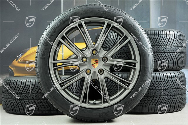 20" Koła zimowe, komplet "Exclusive Design", felgi 9,5 J x 20 ET71 + 10,5 J x 20 ET71 + opony zimowe Michelin Pilot Alpin 4 275/40 R20 + 315/35 R20, platyna (satyna)